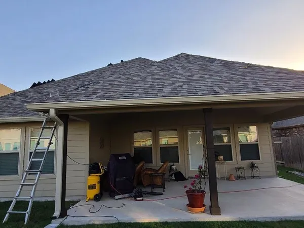 Re-roof on a home with a covered patio